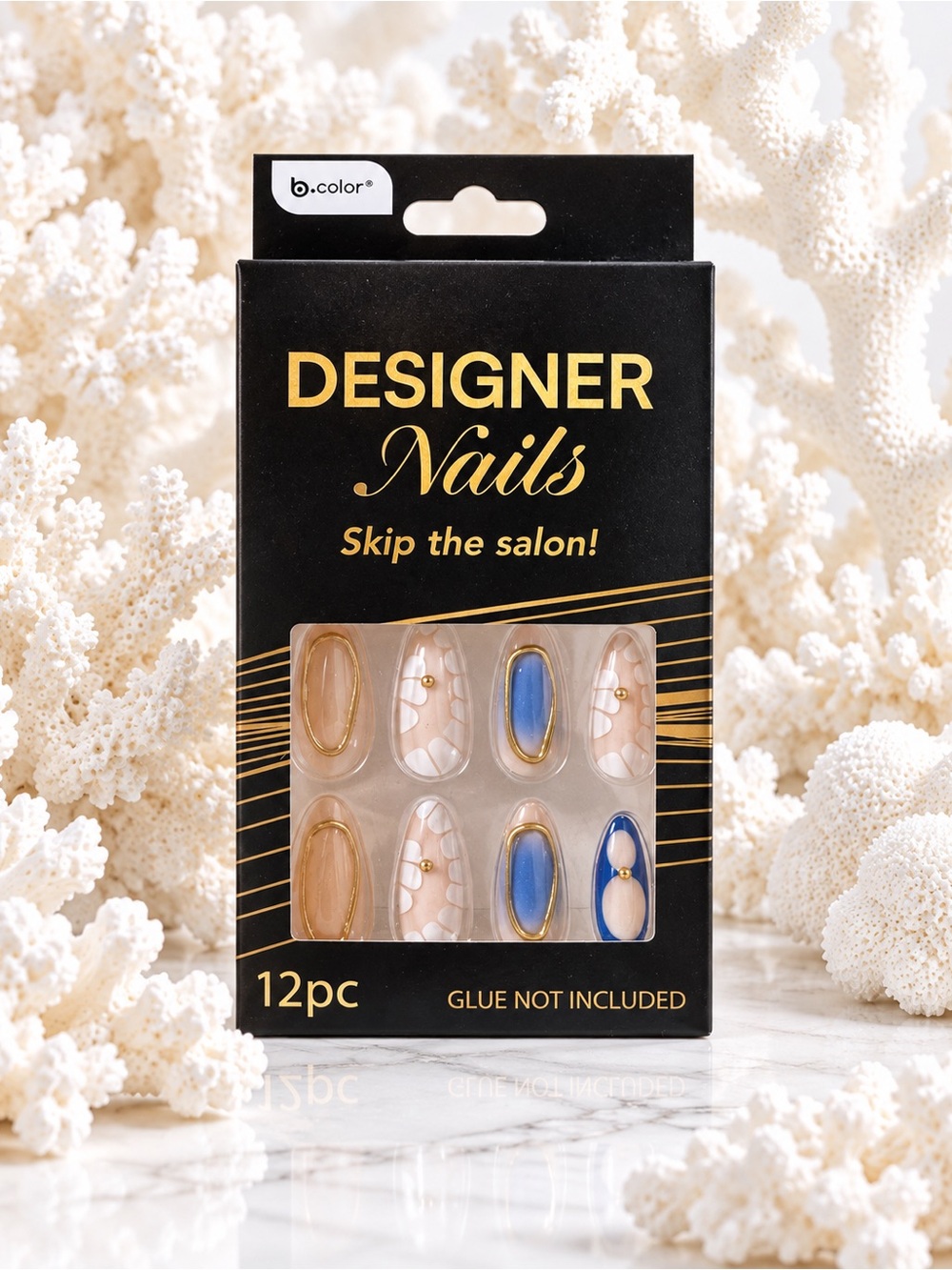 Designer Nails - Blue & Nude Press-On Nail Set